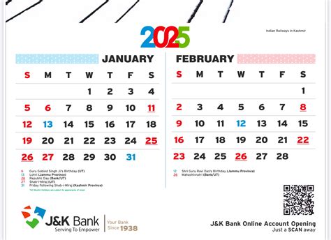 JK Bank Calendar 2025 PDF Released: Wall Calendar 2025 PDF Version - headquarters of jammu and kashmir