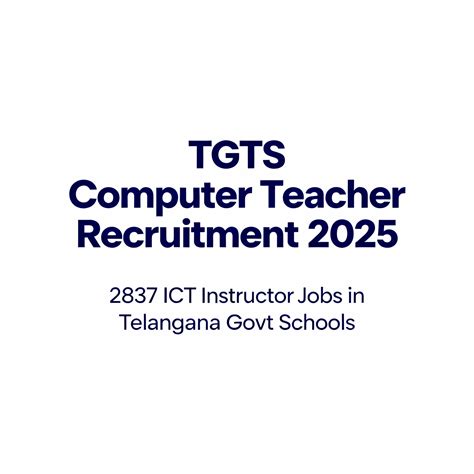 TGTS Computer Teacher Recruitment 2025 – 2837 ICT Instructor Jobs in ...