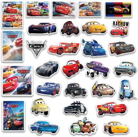 Buy 100PCS Cartoon Stickers, Cute Cars Cartoon Characters Vinyl Sticker ...