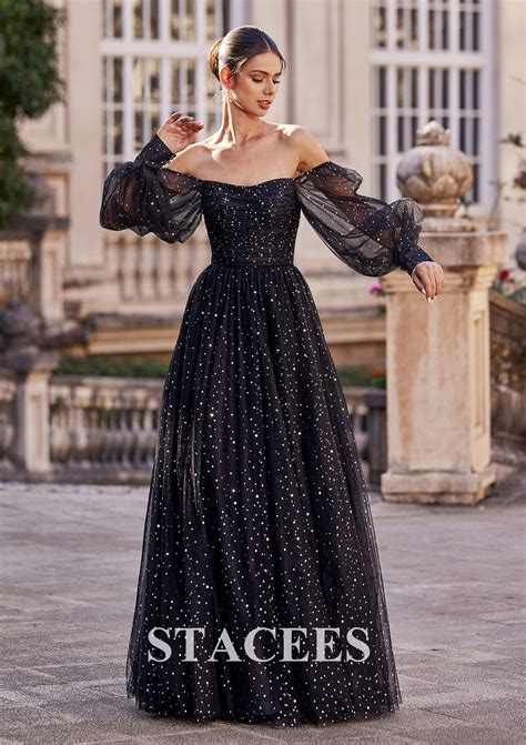 A-line Princess Square Neckline Full/Long Sleeve Floor-Length Tulle ...