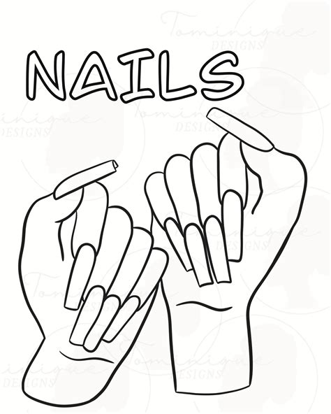 Nails Coloring Page, Paint and Sip Art | Nail drawing, Coloring books ...