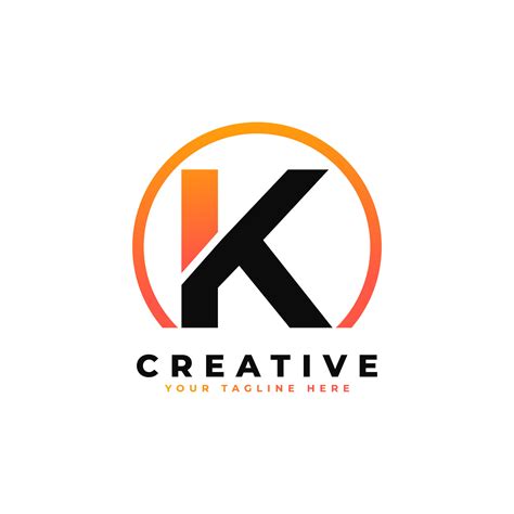 diseño del logotipo de la letra k con color naranja negro y círculo ...