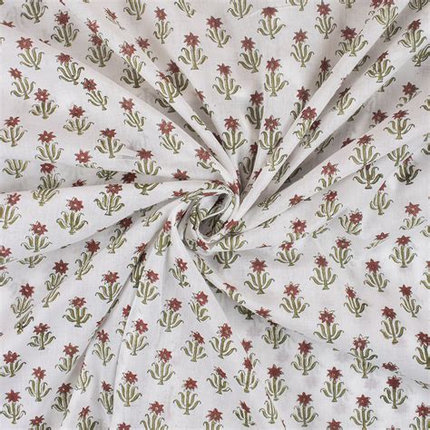 Buy Block Floral Jaipur Block Print Fabric Online | Dmaasa