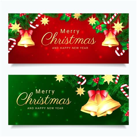 Realistic christmas banners set | Free Vector