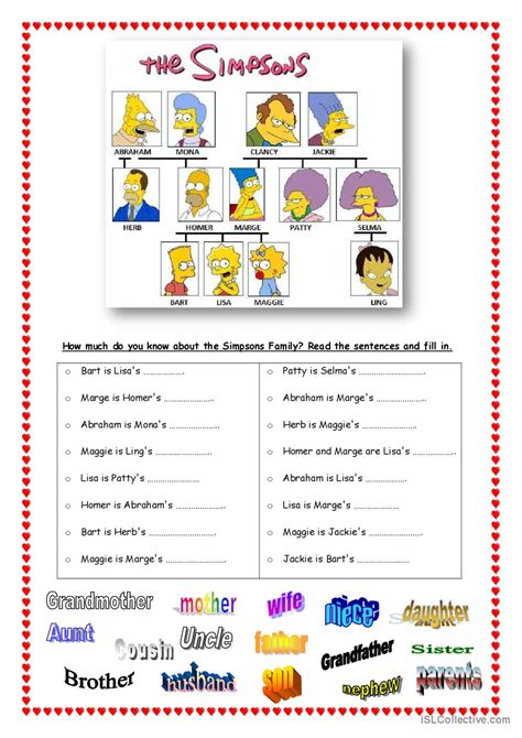 The Simpson's family: English ESL worksheets pdf & doc