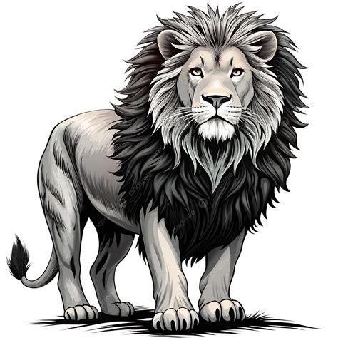 Lion Clipart Black And White Illustration, Black And White Lion ...