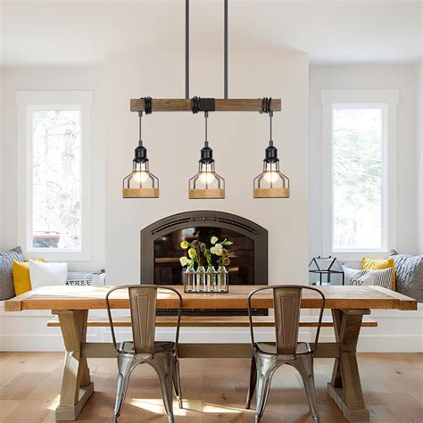 3-Light Dining Room Light Fixture Over Table Chandelier Rustic, Solid ...