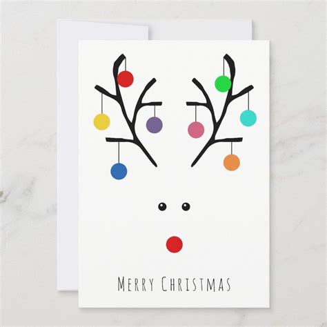Modern Holiday Whimsical Reindeer Christmas Card | Zazzle | Christmas ...