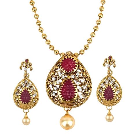 Buy Anika's Creation Exclusive Stone Studded Pendant Set Online