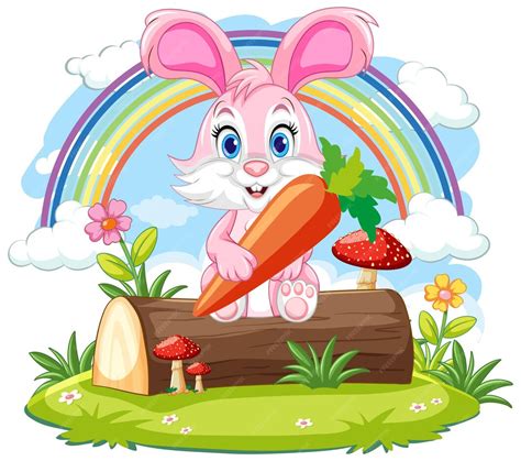 Adorable rabbit holding carrot | Free Vector
