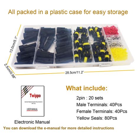 Buy Twippo 20 Kits 2 Pin Connector Automotive Electrical Connectors ...