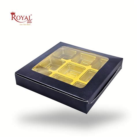 9 Cavity Chocolate Boxes | 5.75x5.75x 1 inches | Navy Blue | B2B ...