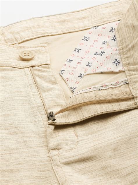 Hancock Men Beige Solids Pure Cotton Slim Fit Formal Trouser