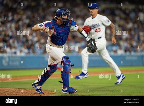 Los Angeles Dodgers catcher Austin Barnes (15) throws to first during a ...