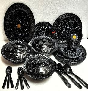 Radhe Crockery Pack of 40 Melamin Black Marvel Dinner Set Price in ...