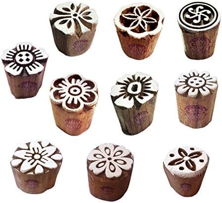 Royal Kraft Assorted Wooden Block Printing Stamps (Set of 10) : Amazon ...