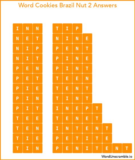 Word Cookies Brazil Nut 2 Answers