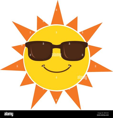 Sun with sunglasses cartoon vector illustration isolated on white ...