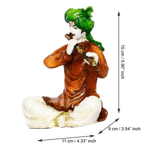 Colorful Rajasthani Man Playing Flute Handcrafted Decorative Polyresin ...