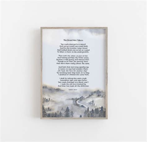Robert Frost the Road Less Traveled Poem Print. the Road Not Taken ...