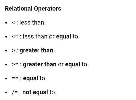 List all relational operators - Brainly.in