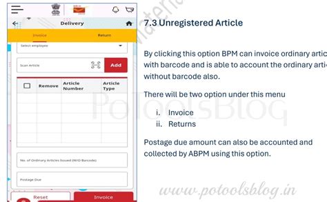 Unregistered Article Invoice & Returns Guide in IMA Application under ...