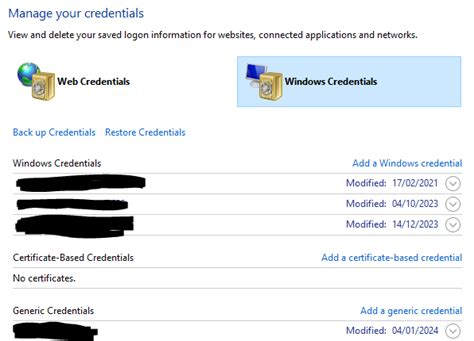 Image result for Windows Credentials Generic Credentials