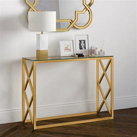 Zig Zag Design Console Table With Glass Top — All India Decor