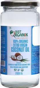 Just Organik Organic Extra Virgin Coconut Oil Glass Bottle Price in ...