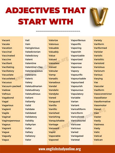 1300+ Adjectives that Start with V in English - English Study Online