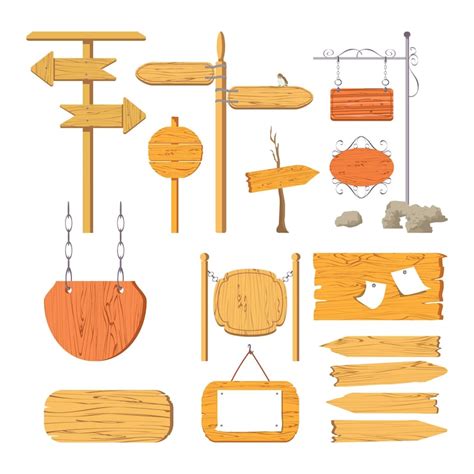 Wood signs set Vectors - Download Free High-Quality Vectors from ...