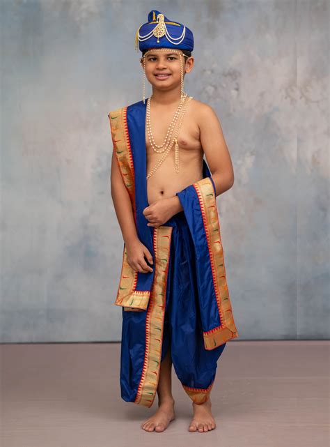 Royal Blue Mysore silk sovale uparane set with Muniya Paithani border ...