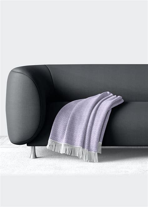 Get Lavender & White Herringbone Sofa Throw at ₹ 999 | LBB Shop