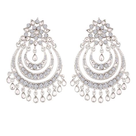 I Jewels Traditional Silver Plated Kundan Earrings for Women (E2633SS ...