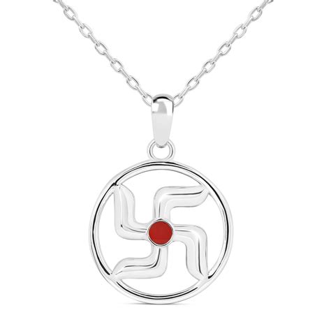 Roovi Swastik Spiritual Pendant Necklace in 925 Silver I Chain Not Inc