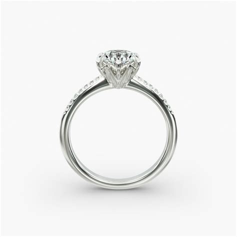 14K White Gold Modified French Cut Six Prong Engagement Ring-17122w14