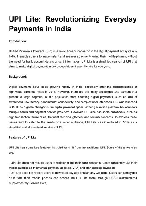 UPI Lite - It enables users to make instant and seamless payments using ...