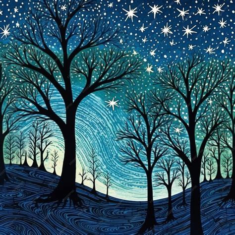Starry night with trees and stars in the sky generative ai | Premium AI ...