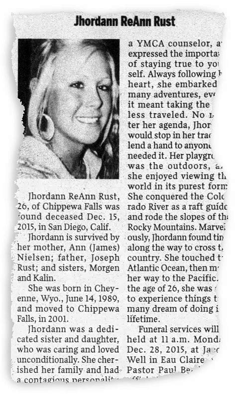 Photo: Chippewa Herald Telegram obituary for Jhordann Reann Rust who ...