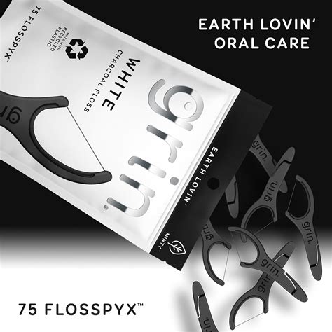 GRIN White Charcoal Infused Flosspyx, 75 Count, India | Ubuy