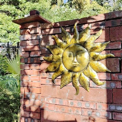 Buy TOPIA 22in Metal Sun Wall Decor Metal Sun Wall Art Outdoor Wall ...