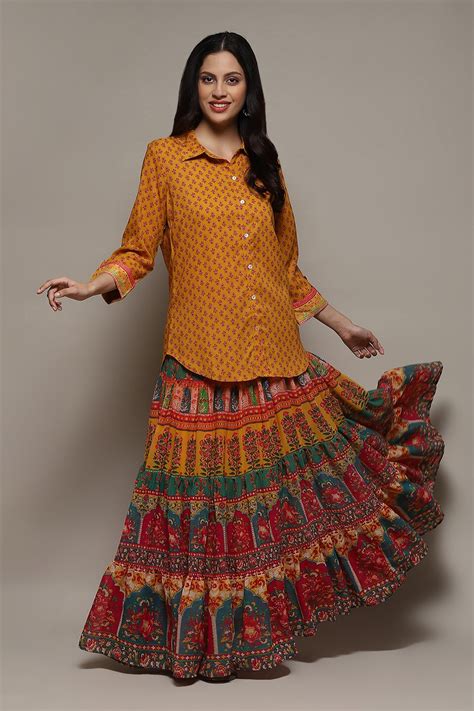 Yellow Rayon Straight Printed 2 Piece Set