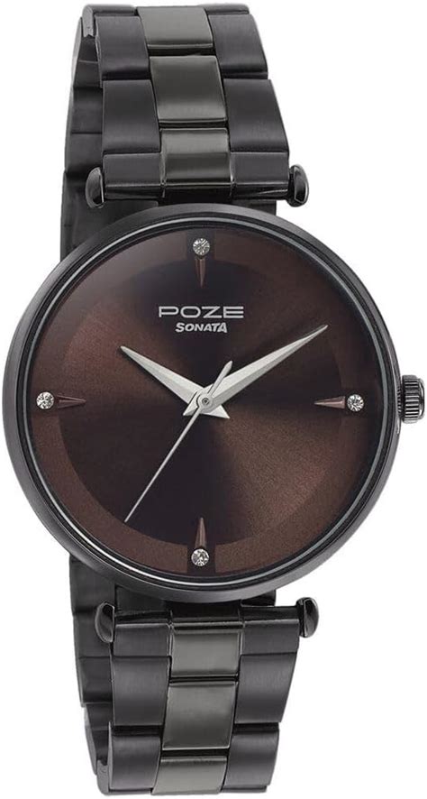 Buy Sonata Poze Quartz Analog Grey dial Metal Strap Watch for Women ...