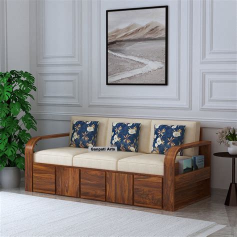Wooden 3 Seater Sofa - Ganpati Arts Furniture