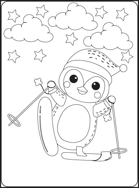 CUTE Winter Animals Coloring Pages 16200988 Vector Art at Vecteezy