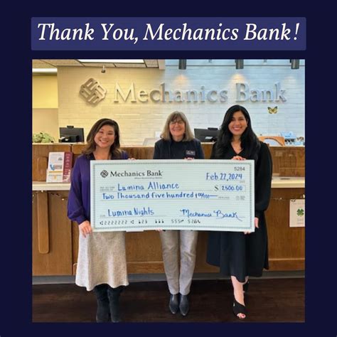 Such an honor to support the amazing work of Lumina Alliance. Thank you Mechanics Bank | Lisa Adams