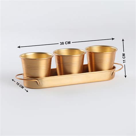 Buy Gloria Set of 3 Metal Planters with Tray from Home Centre at just ...