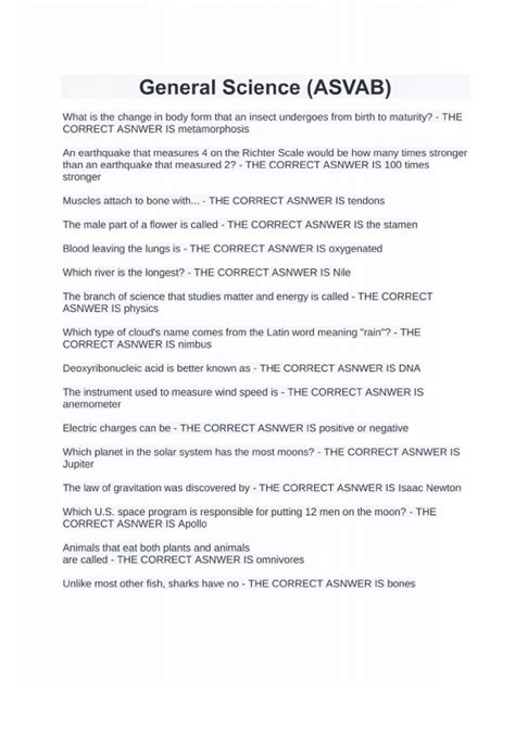 ASVAB General Science Revised Questions and Answers - ASVAB - Stuvia US