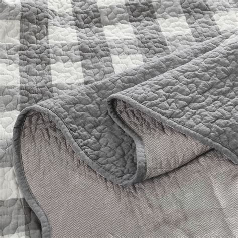 MarCielo 3-Pieces Grey And White Checkered Pattern King Size Quilted ...