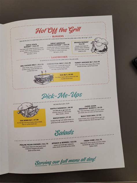 Menu at Eggs Up Grill restaurant, Fort Mill